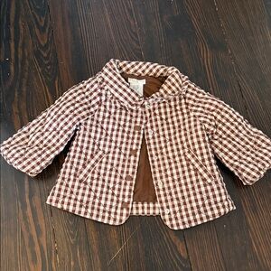 Max Studio Brown and Cream Gingham Puffer Jacket